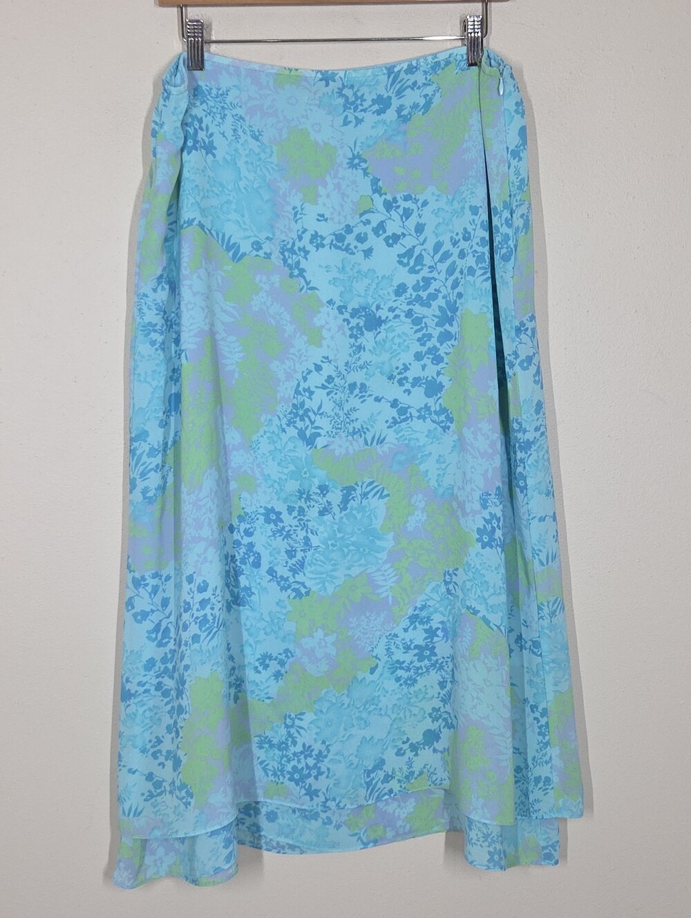 Vtg Y2K Jaclyn Smith Pastel Blue Floral Midi Skirt Fairy Cottagecore Coquette XL